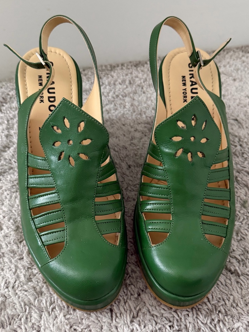 Giraudon New York Vintage Cutout Slingback Wedges
